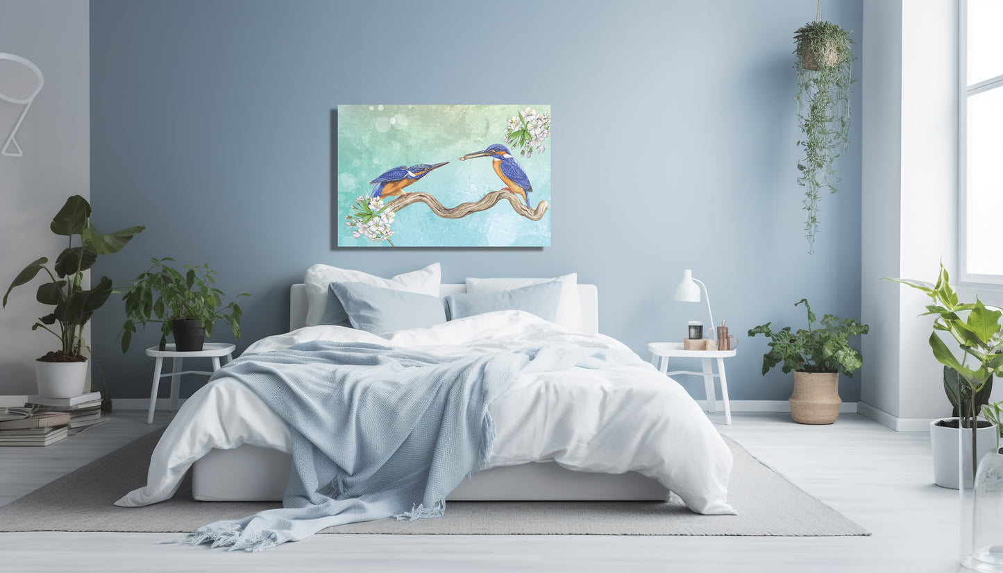 Wanddecoratie "IJsvogels, man en vrouw"