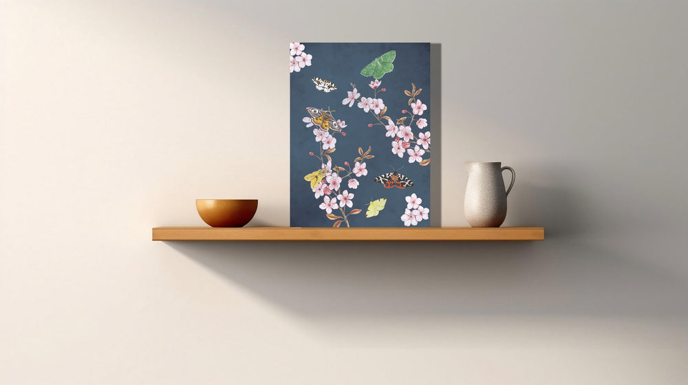 Wanddecoratie "Japanse kers in trek bij vlinders"