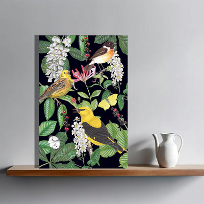 Wanddecoratie "Kamperfoelie met vogels"