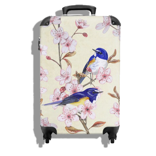 Koffer "Japanse bluebird op Japanse kers"