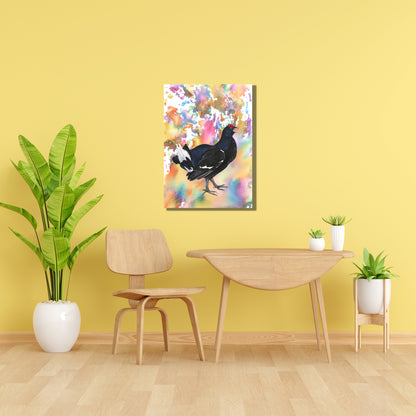 Wanddecoratie "Korhoen | Een explosie van kleur"