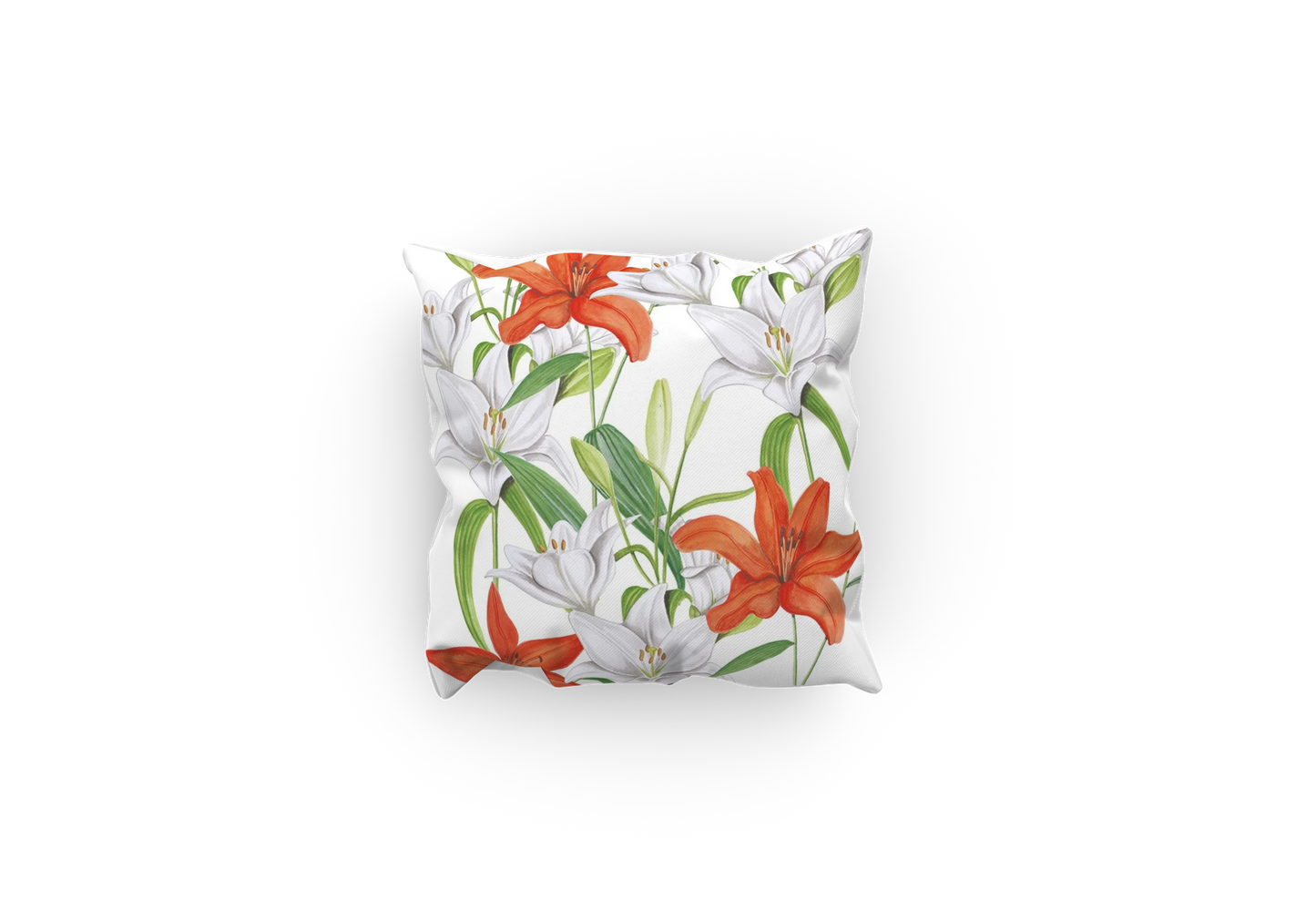 Kussen "Witte en oranje lelies"
