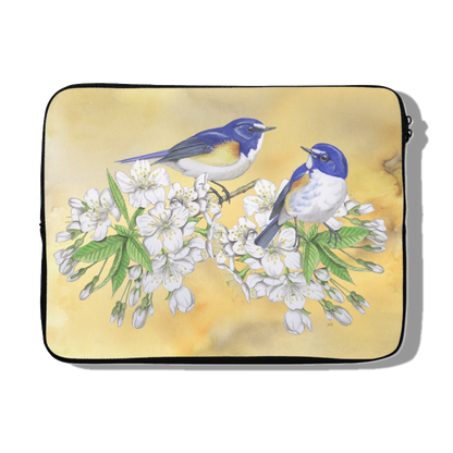 Laptophoes "Japanse bluebird op zoete kers"