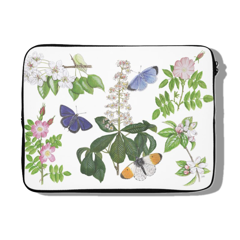 Laptophoes "Planten en haar vlinders"