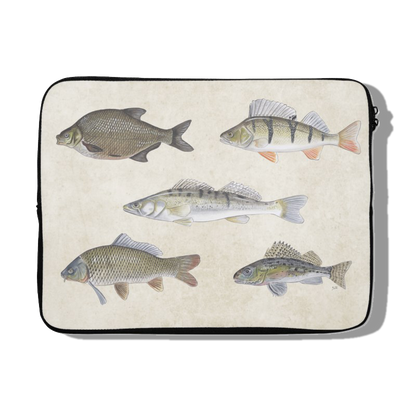 Laptophoes "Collage van zoetwatervissen"