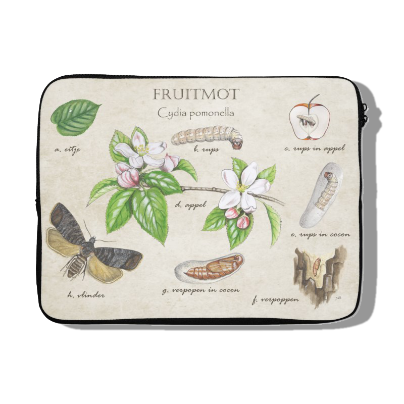 Laptophoes "Fruitmot, het leven van"