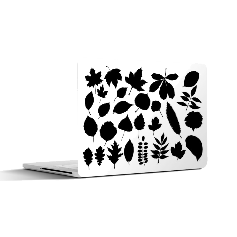 Laptopsticker "Collage van bladeren zwartwit"