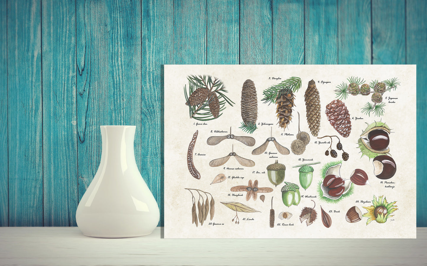 Wanddecoratie "Noten en zaden"