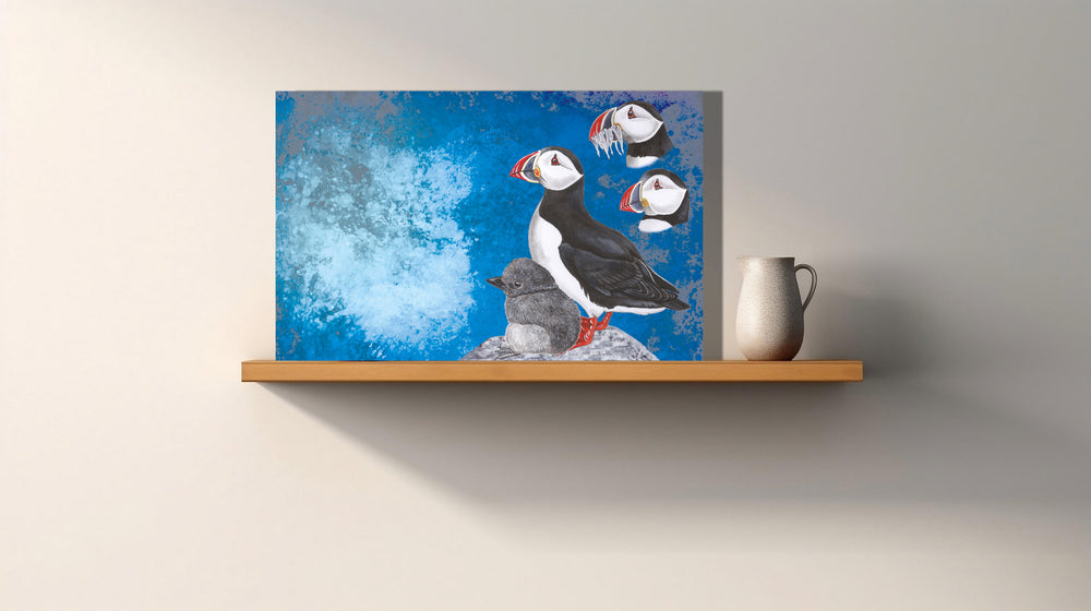 Wanddecoratie "Papegaaiduikers in avondschemering"