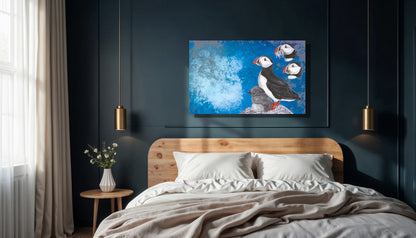 Wanddecoratie "Papegaaiduikers in avondschemering"