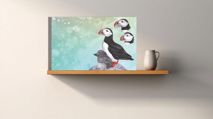 Wanddecoratie "Papegaaiduikers in ochtendstond"