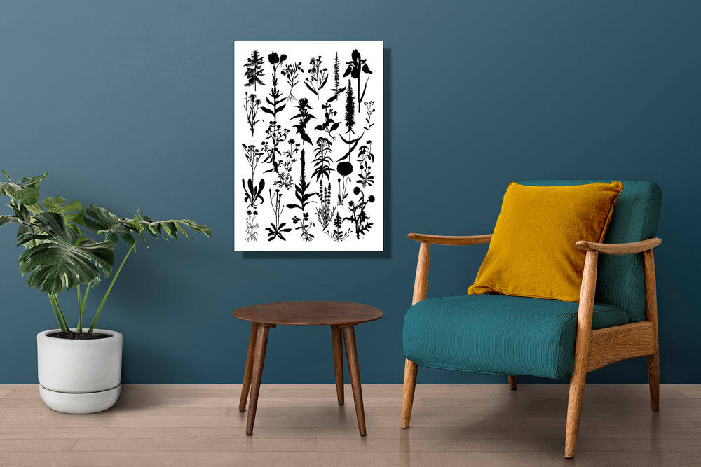 Wanddecoratie "Planten 2 in zwartwit"