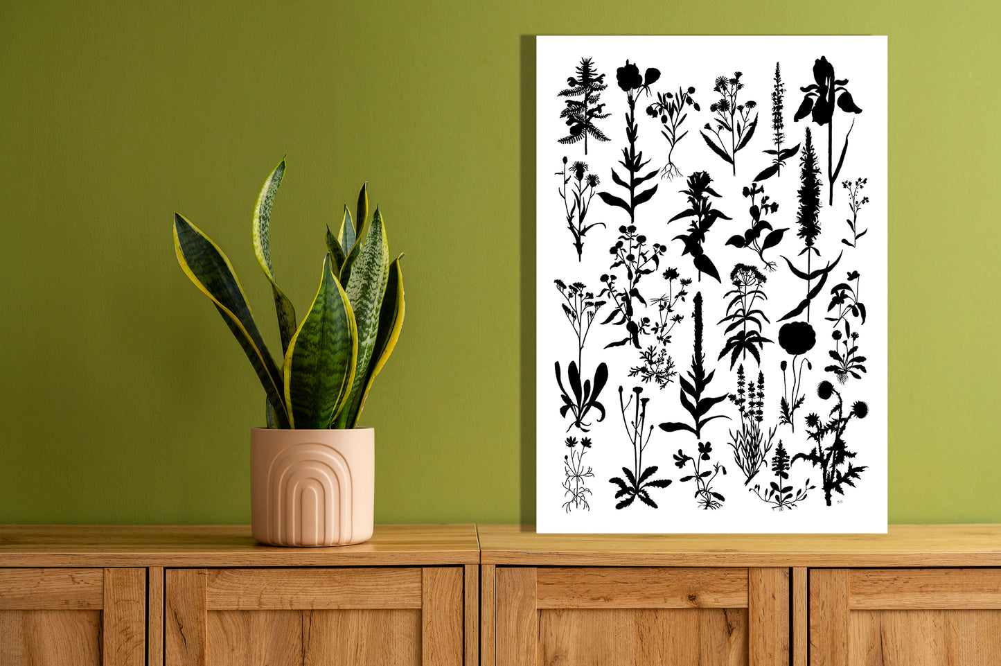 Wanddecoratie "Planten 2 in zwartwit"