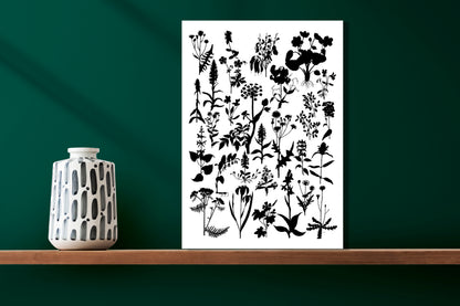 Wanddecoratie "Planten in zwartwit"