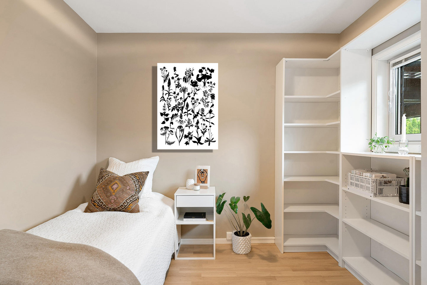 Wanddecoratie "Planten in zwartwit"