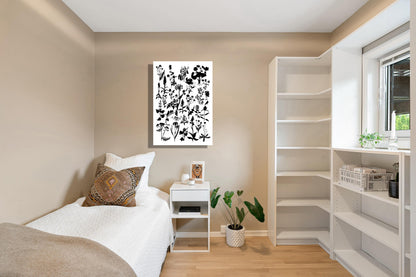 Wanddecoratie "Planten in zwartwit"