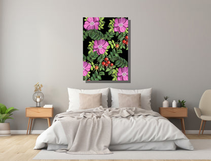 Wanddecoratie "Rozenbottels in de nacht"