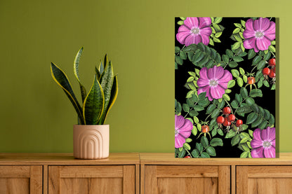 Wanddecoratie "Rozenbottels in de nacht"