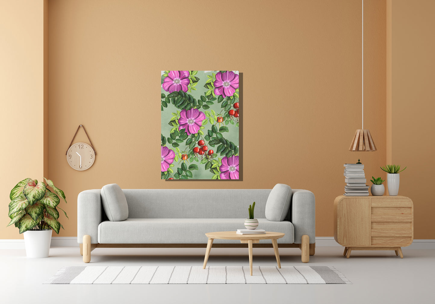 Wanddecoratie "Rozenbottel vintage"