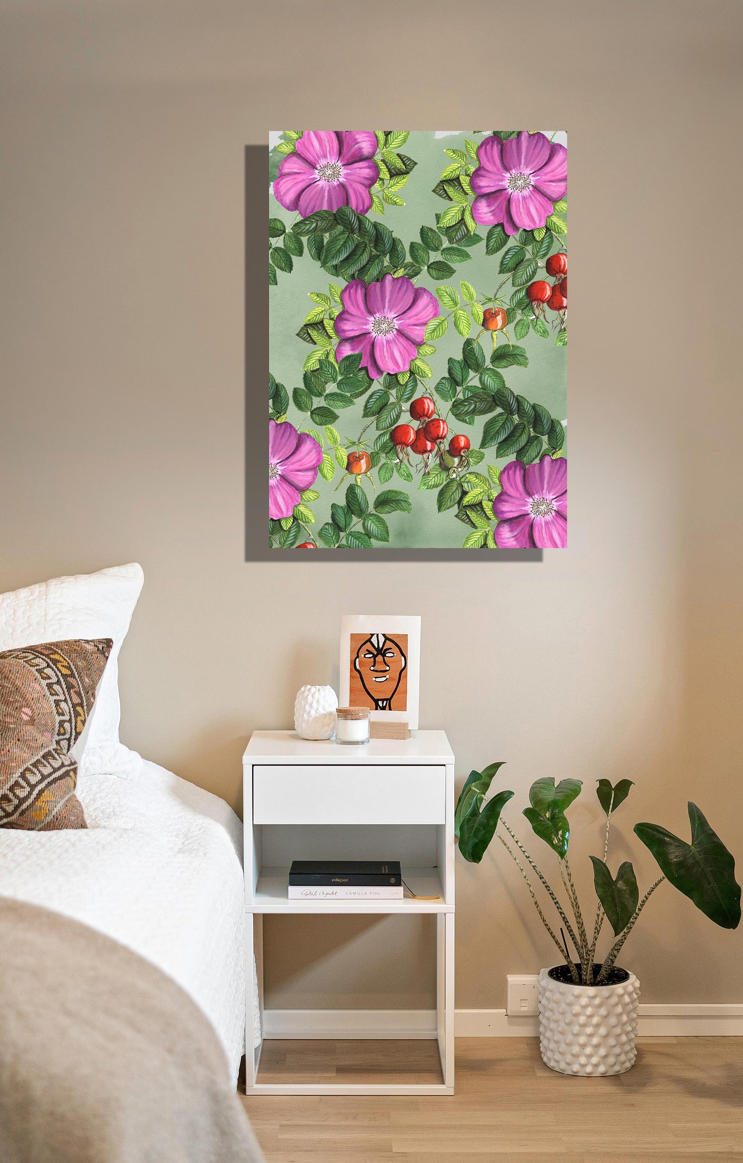 Wanddecoratie "Rozenbottel vintage"