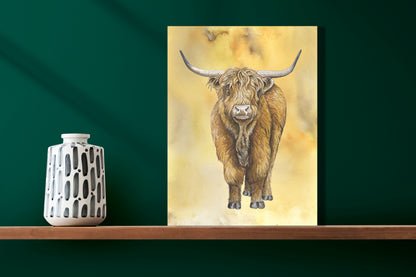 Wanddecoratie "Schotse hooglander | Rust in warme kleuren"