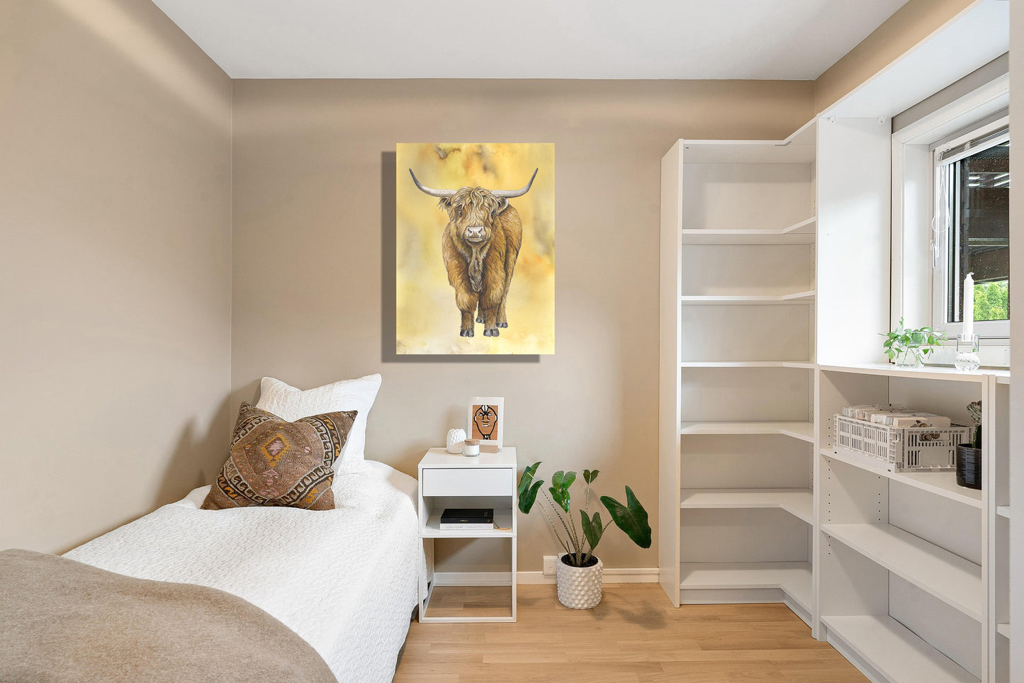 Wanddecoratie "Schotse hooglander | Rust in warme kleuren"