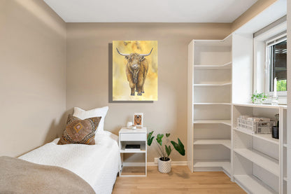 Wanddecoratie "Schotse hooglander | Rust in warme kleuren"