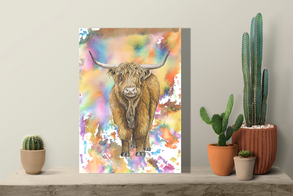 Wanddecoratie "Schotse hooglander | Explosie van kleuren"
