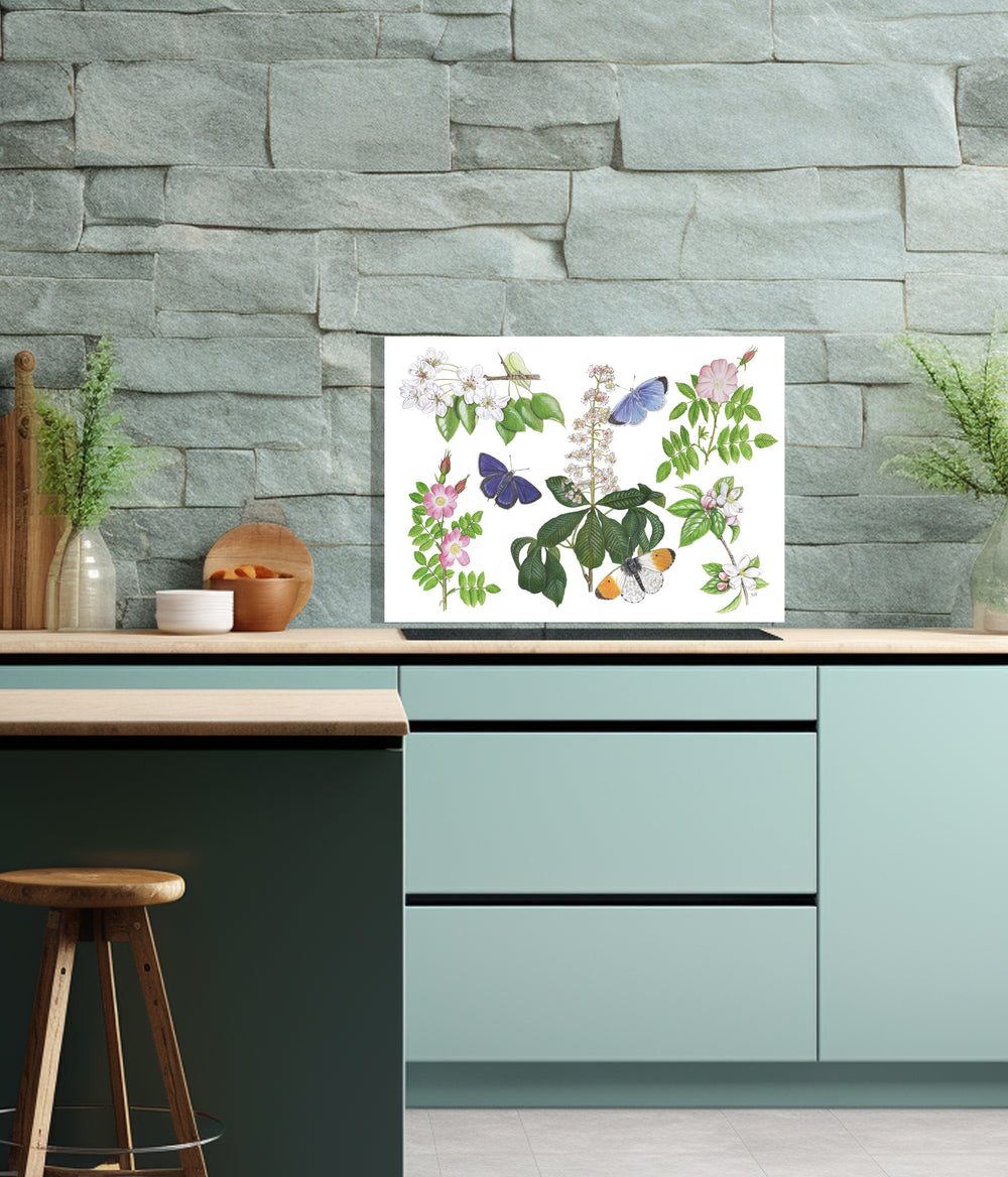 Spatscherm "Bloesems en vlinders"