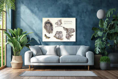 Wanddecoratie "Steenuilen, het leven van"