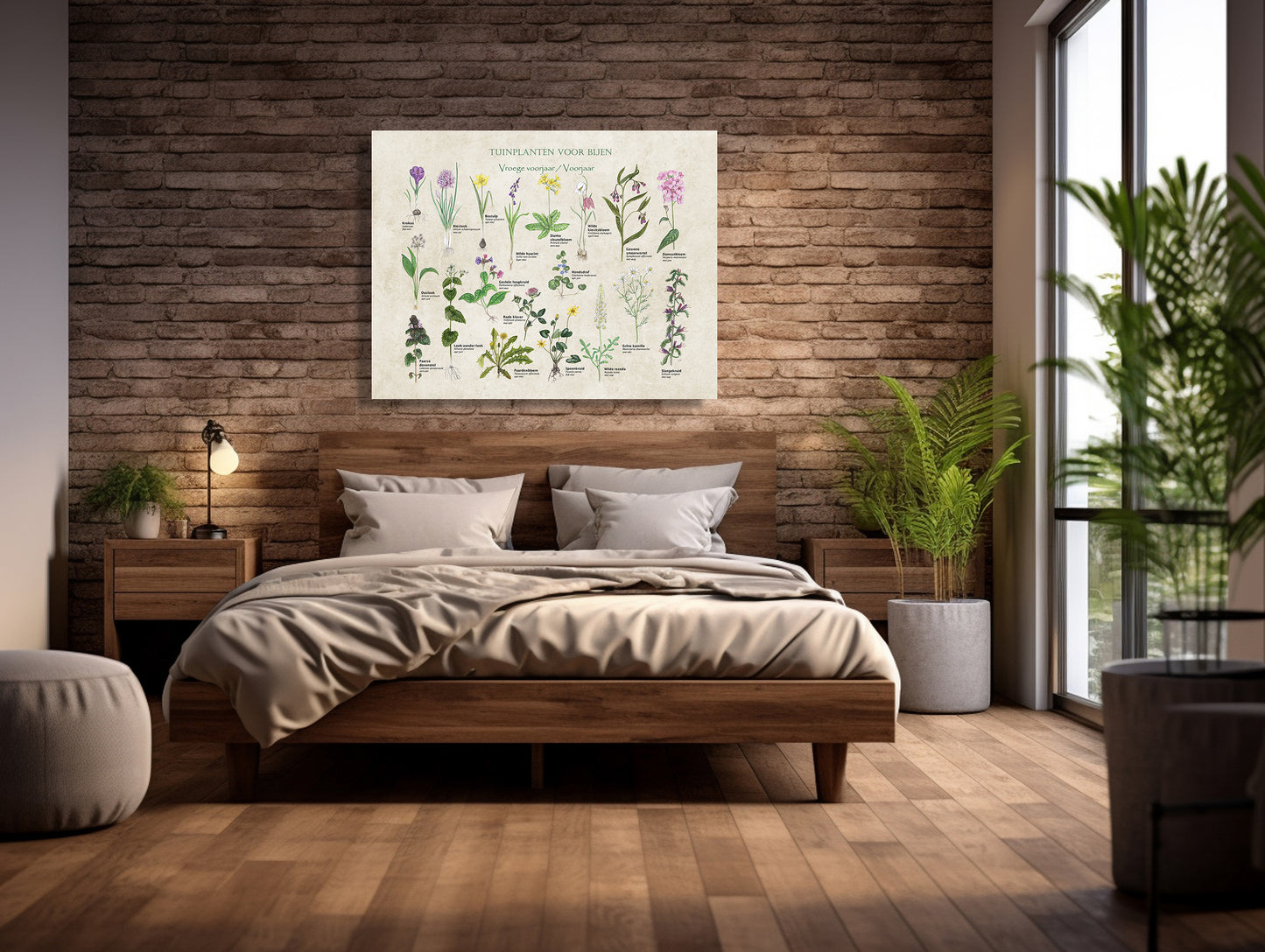 Wanddecoratie "Tuinplanten voor bijen - voorjaar"