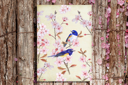 Tuinposter "Japanse bluebird op Japanse kers