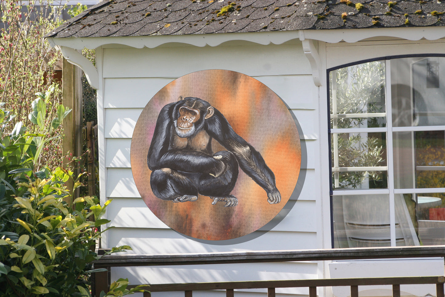Tuinposter Cirkel "Chimpansee"