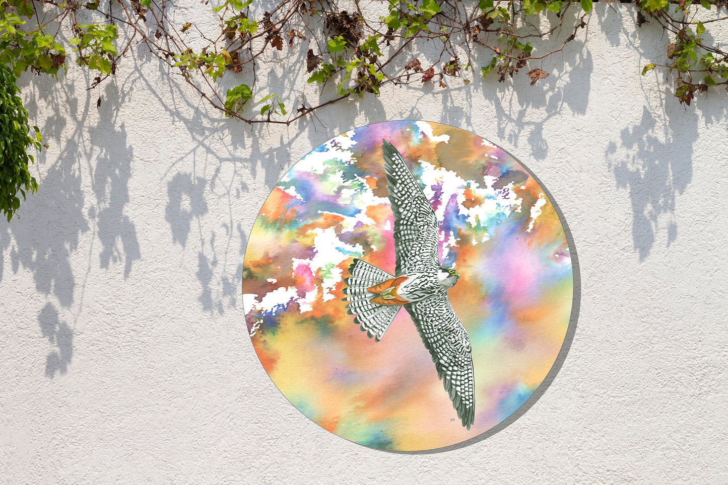 Tuinposter Cirkel "Boomvalk | Een explosie van kleur"