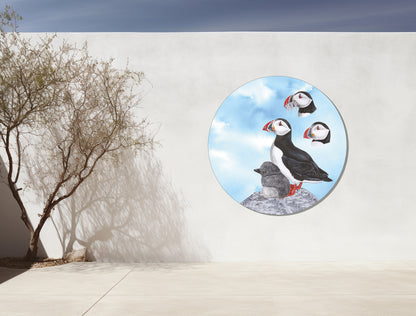 Tuinposter Cirkel "Papegaaiduikers met blauwe lucht"