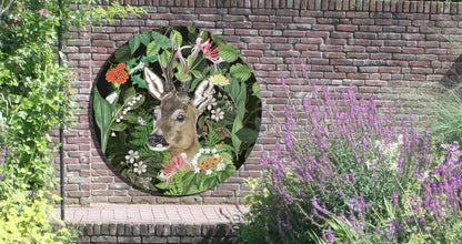 Tuinposter Cirkel "Ree in het wild"