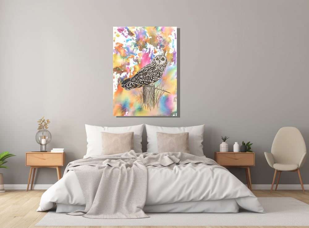 Wanddecoratie "Velduil | Explosie van kleur"