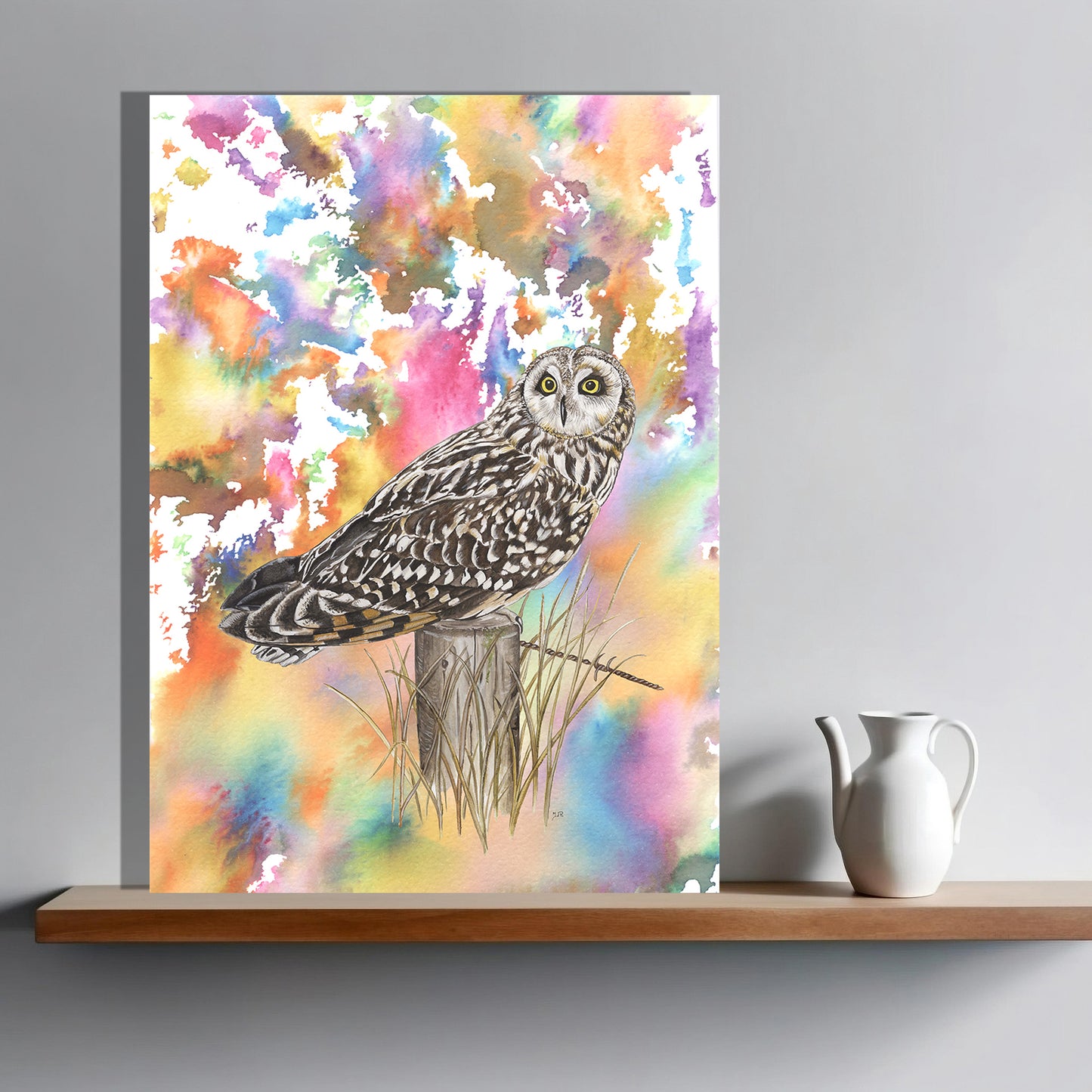 Wanddecoratie "Velduil | Explosie van kleur"