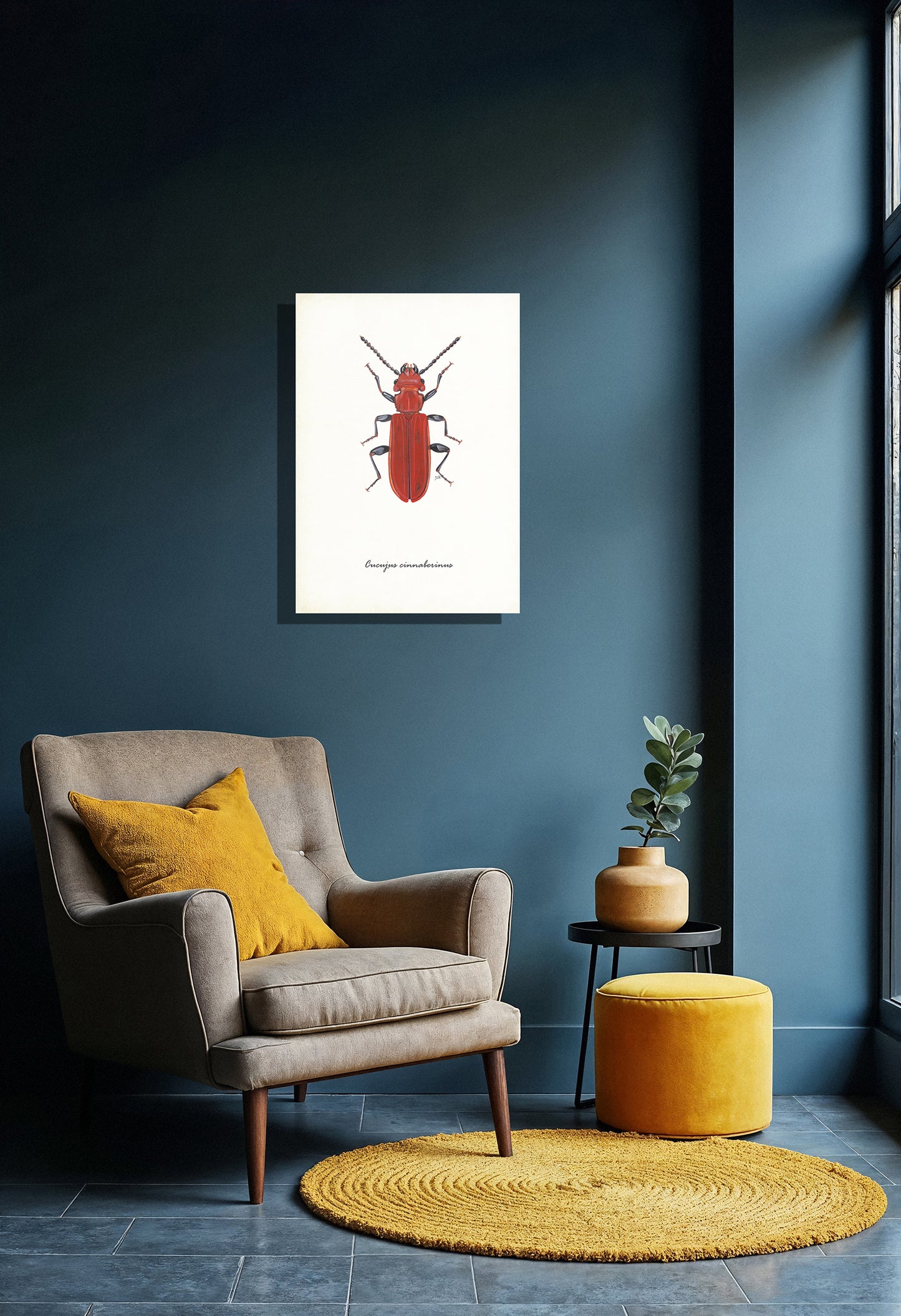 Wanddecoratie "Vermiljoenkever"