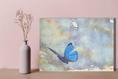 Wanddecoratie "Vlinder vliegt op muzieknoten"