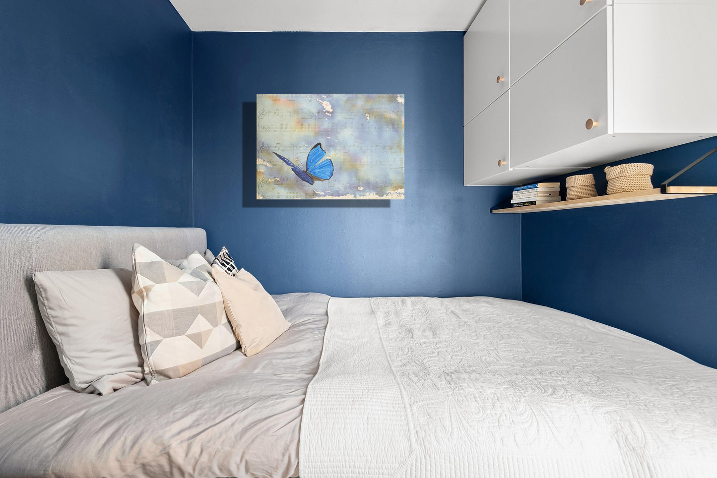 Wanddecoratie "Vlinder vliegt op muzieknoten"