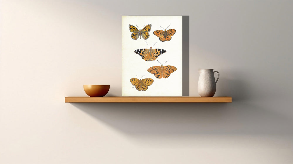 Wanddecoratie "Vlinders (4) met parelmoervlinders en distelvlinder"