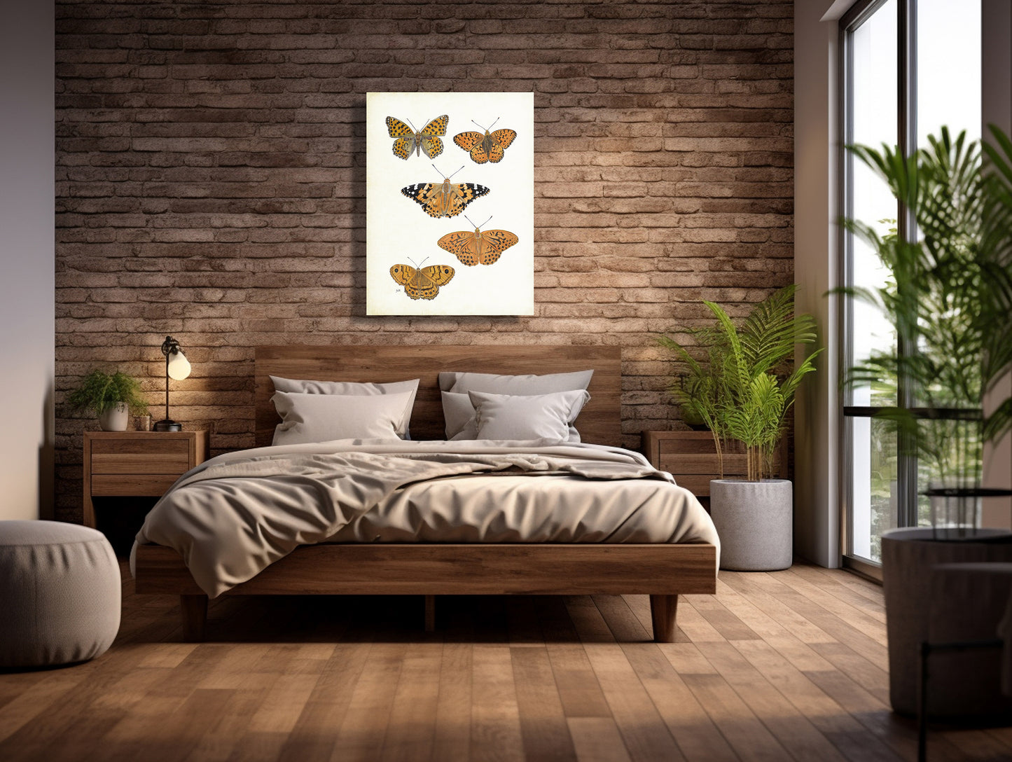 Wanddecoratie "Vlinders (4) met parelmoervlinders en distelvlinder"