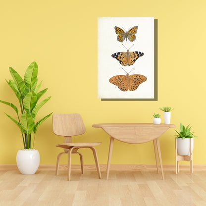 Wanddecoratie "Vlinders (3) met parelmoervlinder, distelvlinder en keizersmantel"