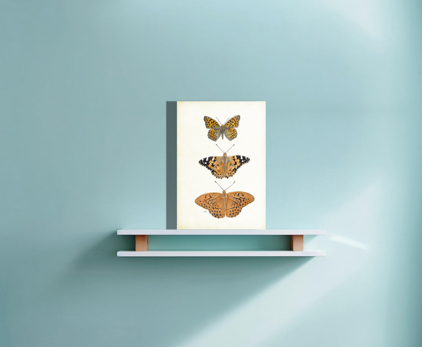 Wanddecoratie "Vlinders (3) met parelmoervlinder, distelvlinder en keizersmantel"