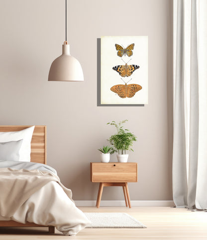 Wanddecoratie "Vlinders (3) met parelmoervlinder, distelvlinder en keizersmantel"