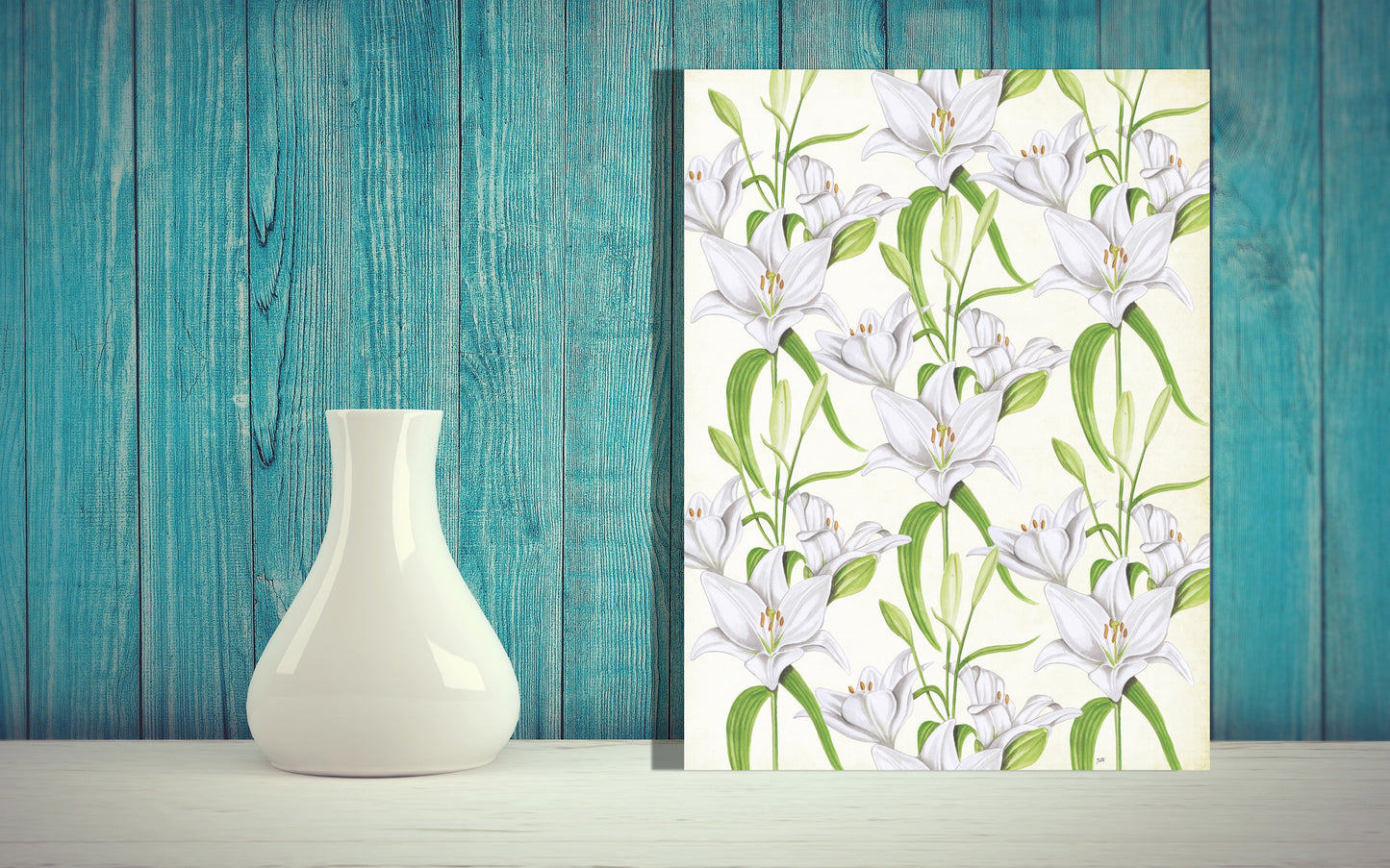 Wanddecoratie "Witte lelies"