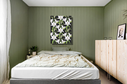 Wanddecoratie "Witte lelies in de nacht"