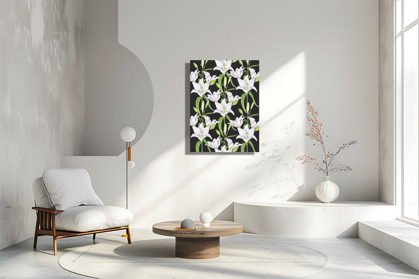 Wanddecoratie "Witte lelies in de nacht"