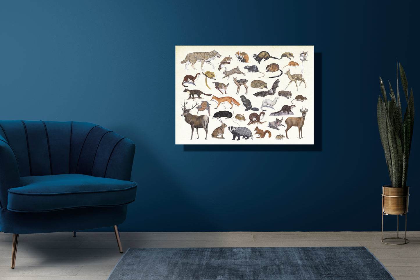 Wanddecoratie "Poster zoogdieren"